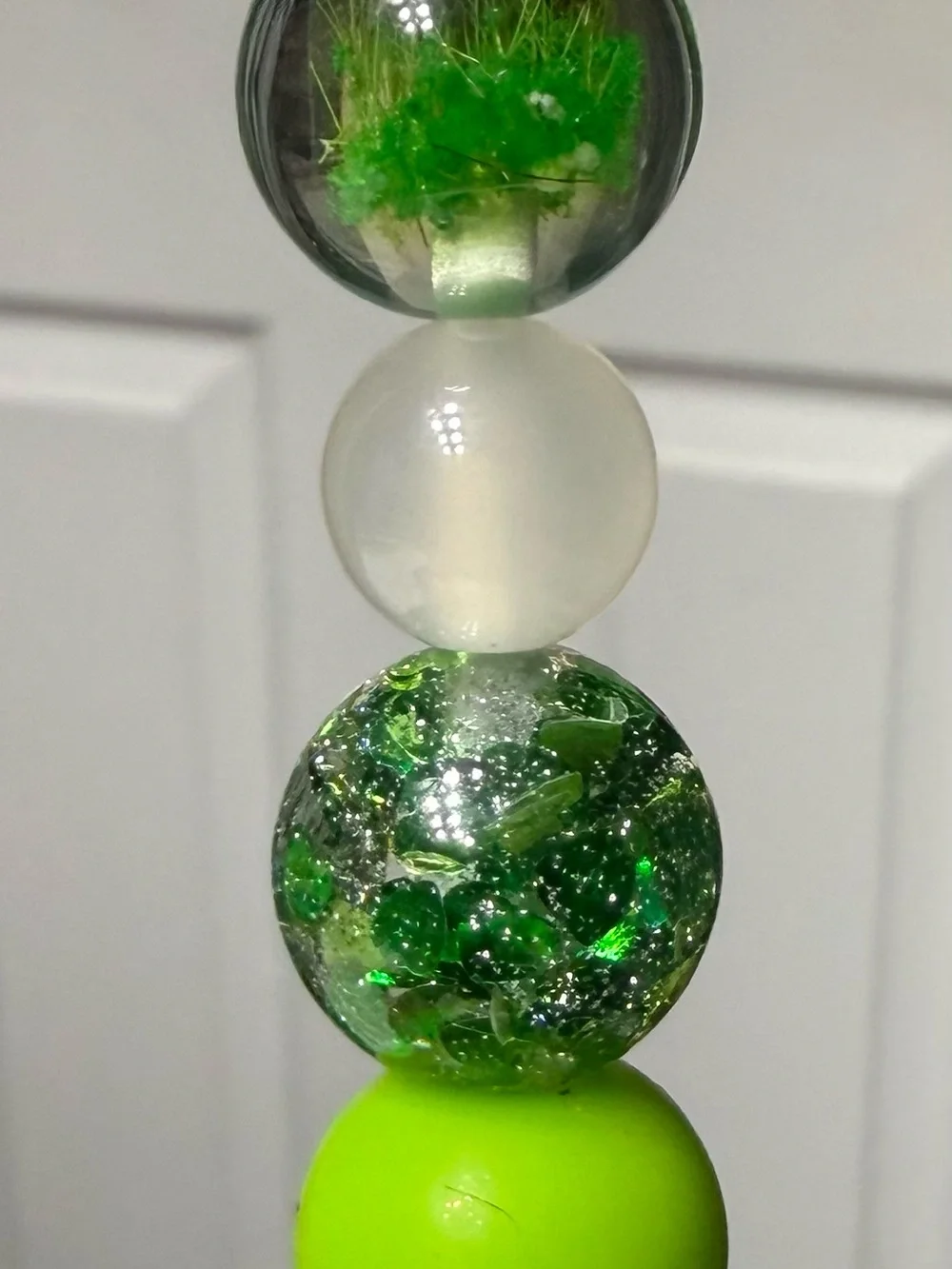 Green Beaded Pickle Jar Pen